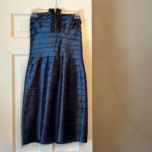 BCBGMaxAzaria Dress, Cocktail/Formal, Blue, Size 2, Strapless w/ Neck Ribbon
